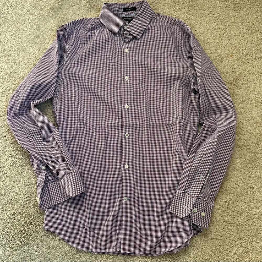 Banana Republic Men's Button-Down Plaid Dress Shirt Size S Office Preppy Classic